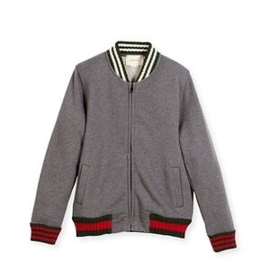 Gucci Gray Jacket with Red and Green Accents